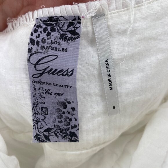 Guess Dress Womens 5 White Sundress Smocked Waist Pleated Mini Spaghetti Straps - Picture 6 of 12
